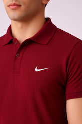 Nikee Men’s Maroon Cotton Polo Shirt